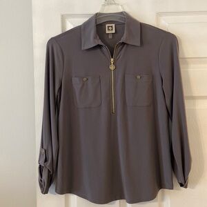 Ann Klein Women’s Blouse size M good condition color gray length 25” bust 36”